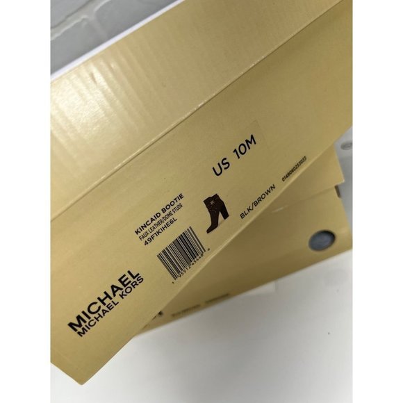 Michael Kors Kincaid Studded Logo Ankle Boot Black Brown Multi - Picture 4 of 11